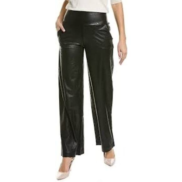 Commando Black Faux Leather Wide Leg High Waist Pull On Pants Size Large NWT - Picture 1 of 9